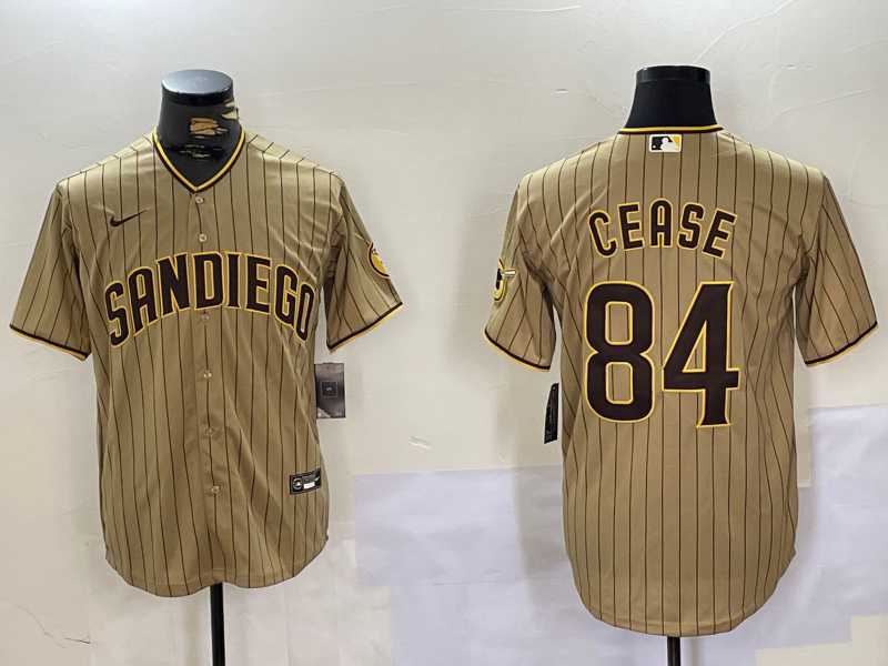 Mens San Diego Padres #84 Dylan Cease Khaki Team Logo Stitched Cool Base Nike Jersey->san diego padres->MLB Jersey